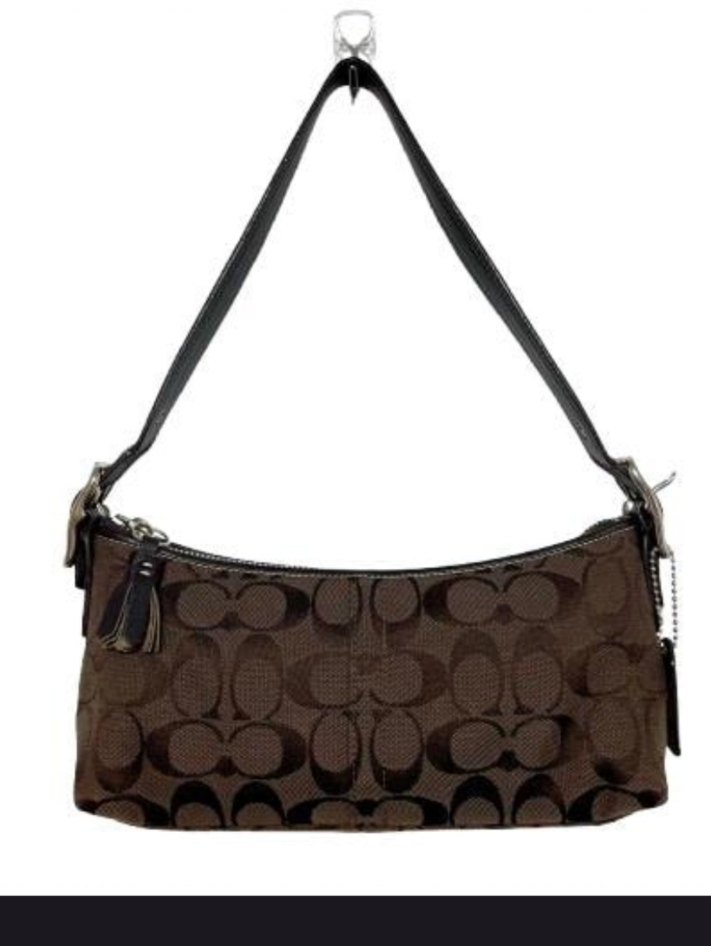 👜VINTAGE COACH Hampton signature jacquard! LIKE NEW! Black, Leather COACH Tag - Picture 2 of 8